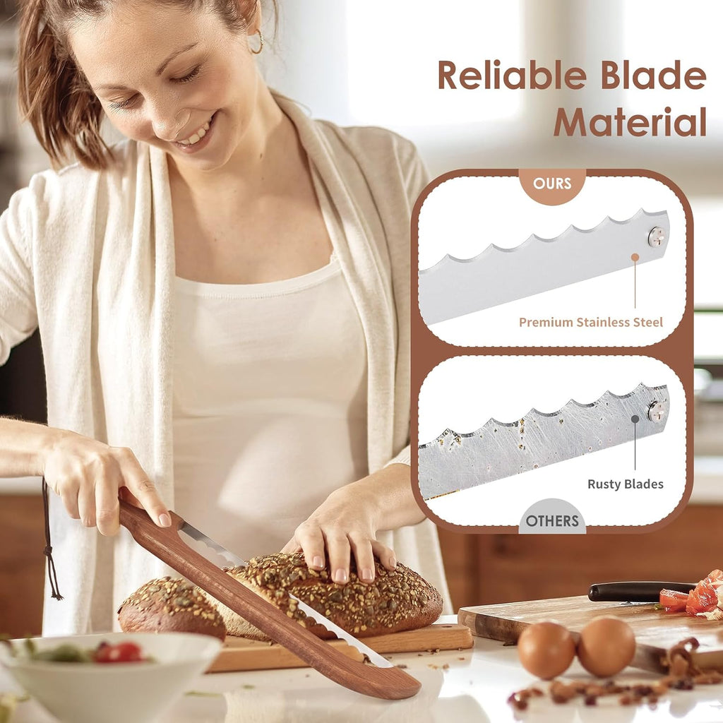 Bread Slicer for Homemade Bread, 15.7-Inch Serrated Sourdough Knife