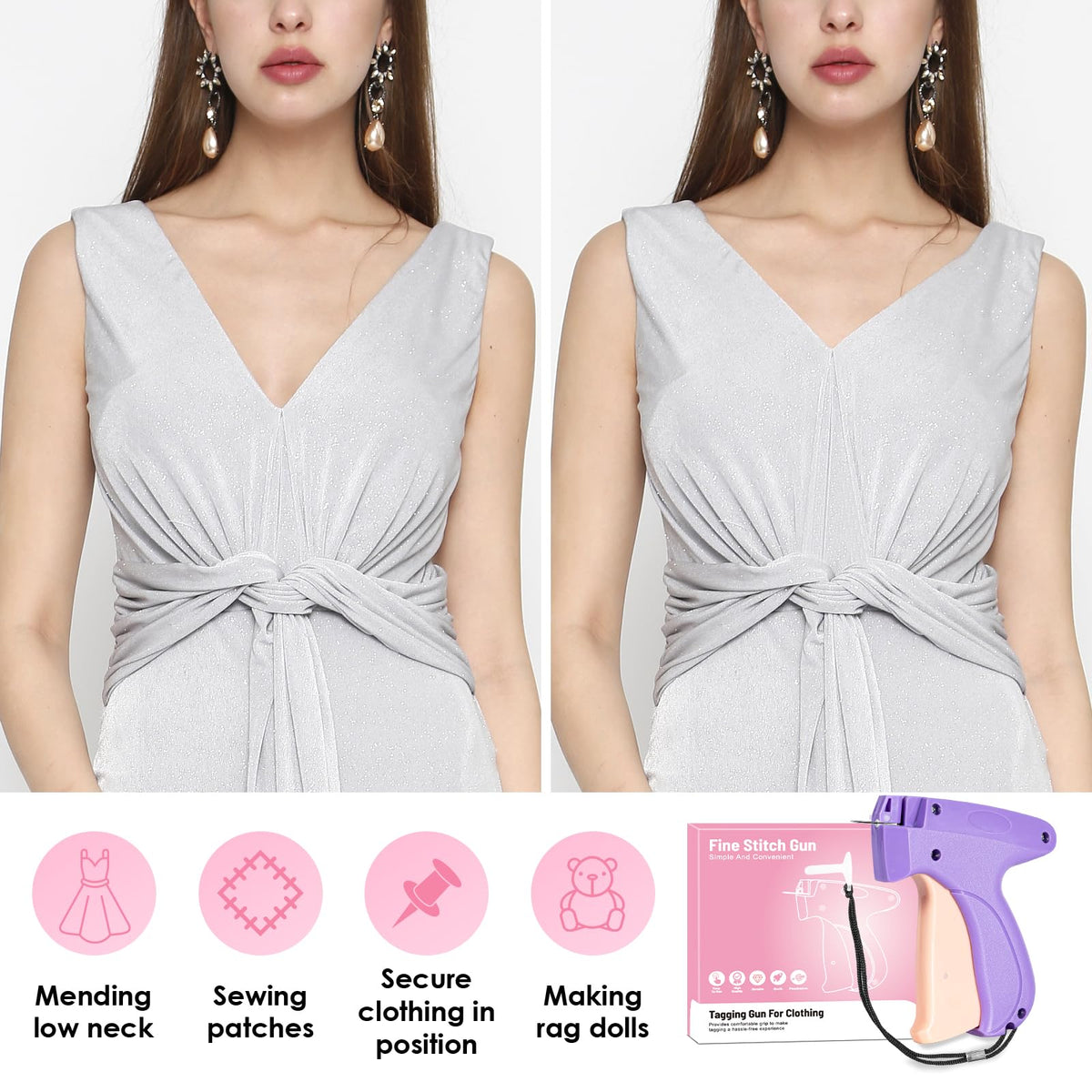 Stitch Gun for Clothes,Retail Tagging Gun for Clothing,Includes 6 Mini Needle,5000 Pcs Micro Fasteners(2500 White &