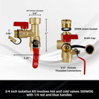 VAV 3/4" Tankless WaterHeater Valve Kit, Pressure Relie Valve, CSA Listed