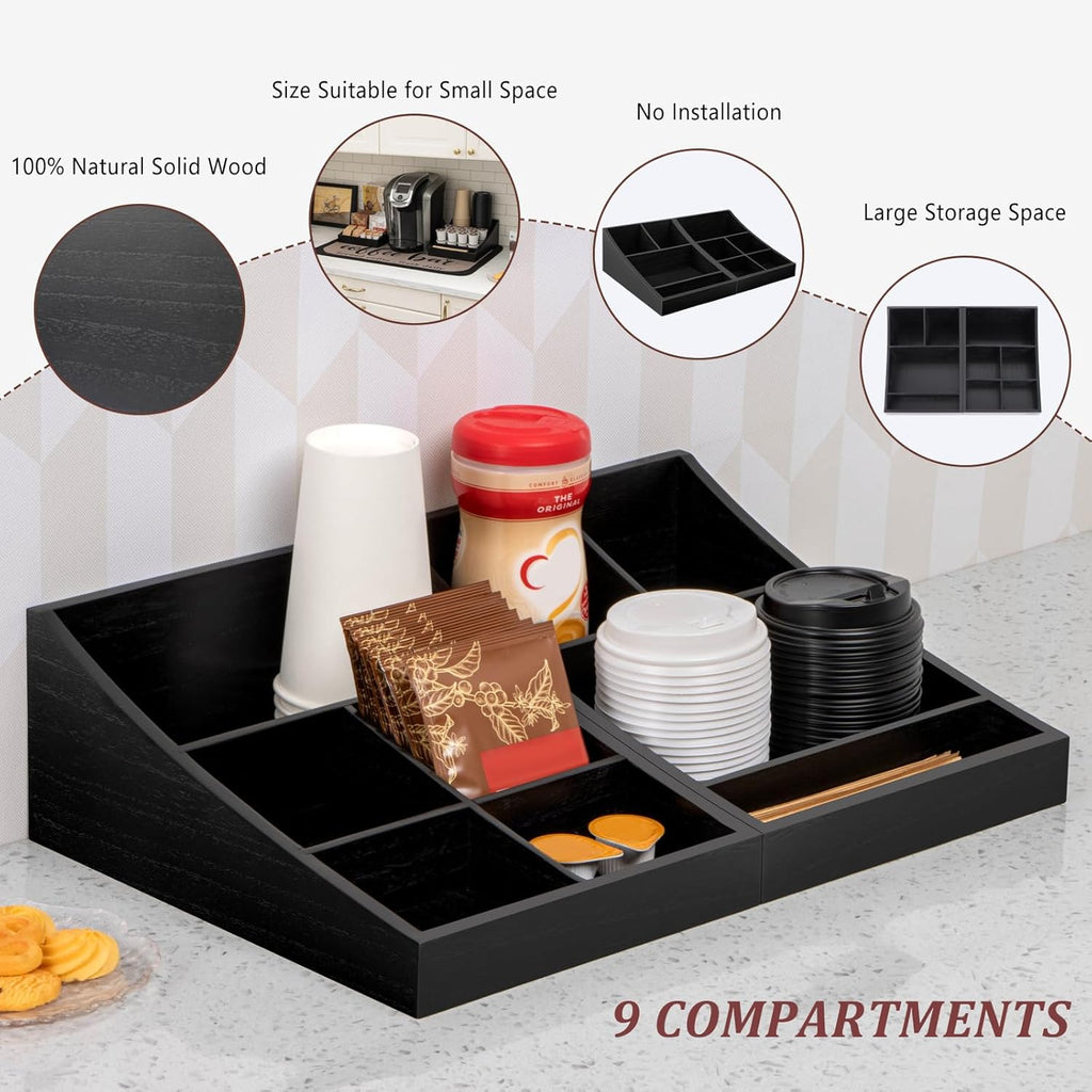 Coffee Station Organizer for Countertop, Condiment Organizer