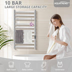 Heated Towel Rack, Towel Warmer with 10 Bar Flat Rack Large, Brushed Nickel | Wall Mounted, Smart LED Control Time &