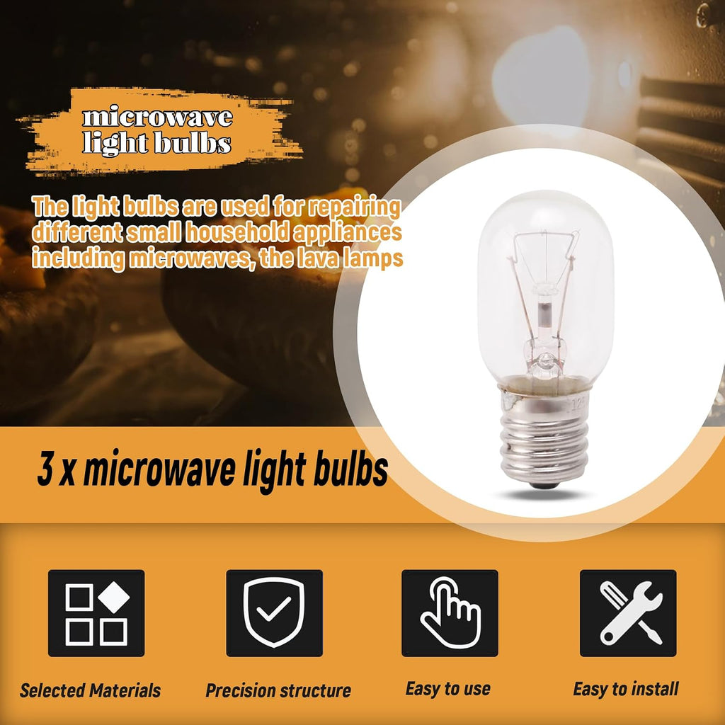 Microwave Light Bulb 40W E17 125V Replacement Part for Microwaves