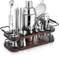 Cocktail Shaker Set Bartender Kit with Stand | Complete 24-Piece Bar Set Cocktail Kit with All Bar Accessories:
