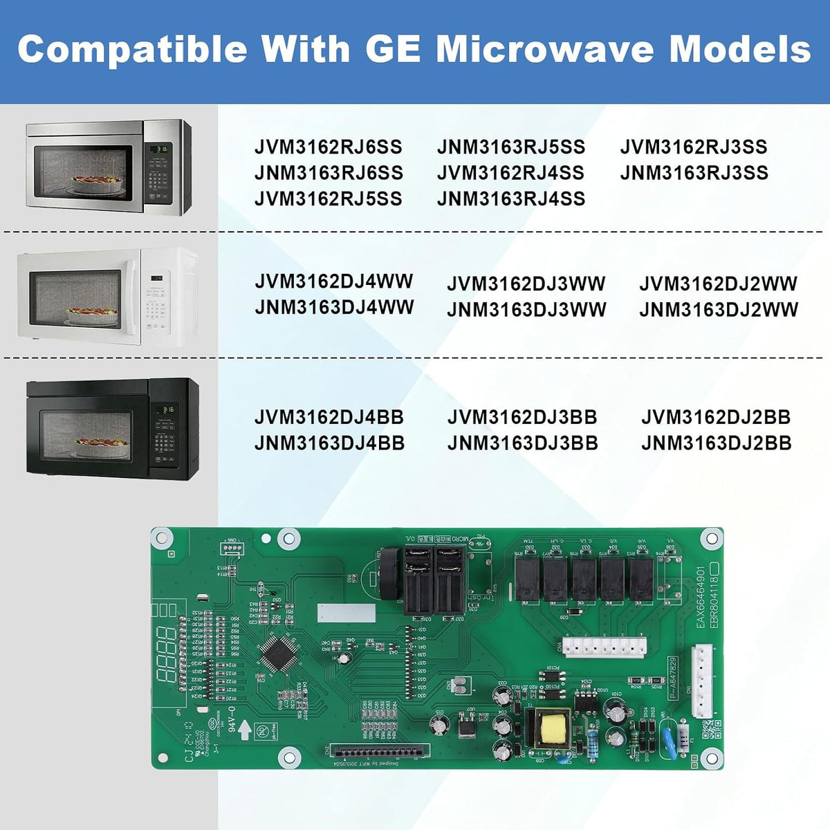 WB27X29801 Microwave Control Board Fits GE JVM3162 JNM3163 Series
