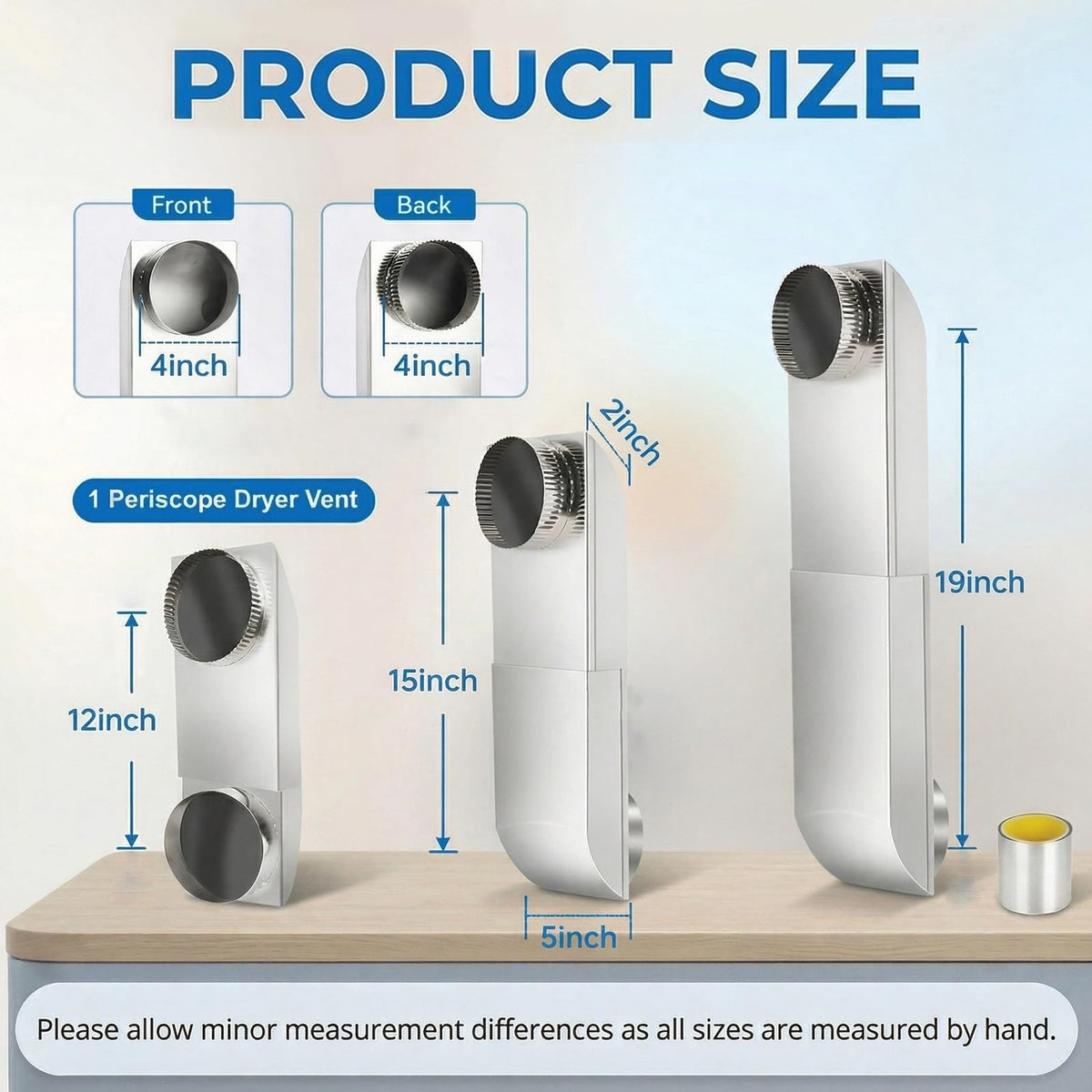 12"-19" Telescoping Dryer Vent Periscope Kit, 304 Stainless Steel