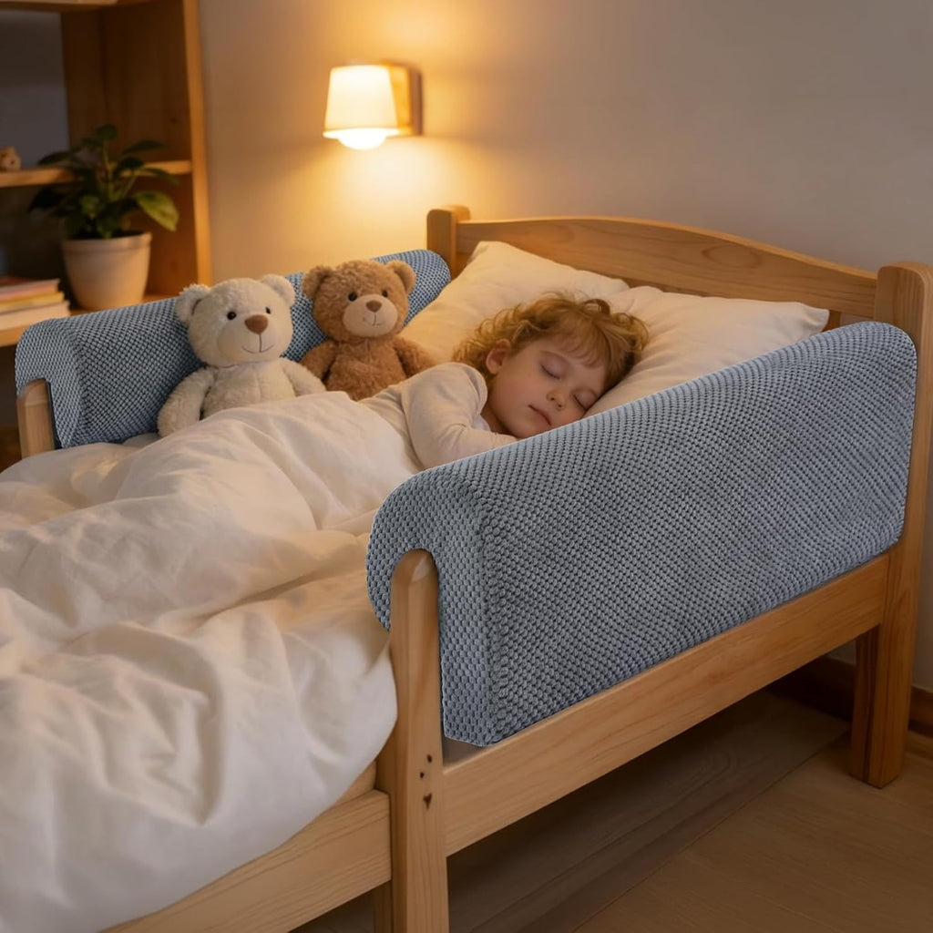 Toddlers' Bed Rail Bumpers Protector, Children's Bed Guardrail Padding, Soft Cushioned Barrier, Increased Height