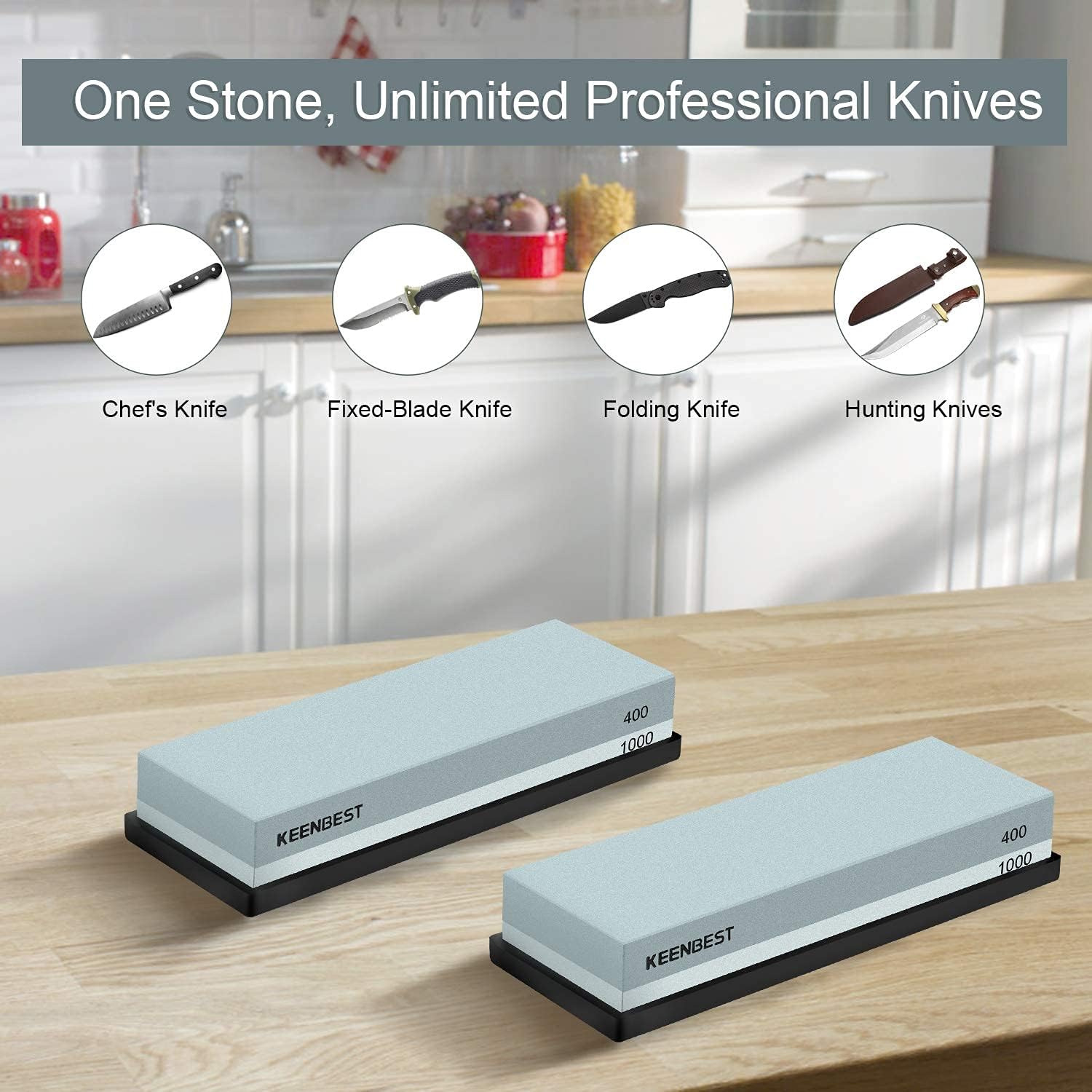 Actual Grit Premium Material Sharpening Stone 2 Side 400 1000 Whetstone Set Kitchen Knife Sharpener Stone Wet Stones