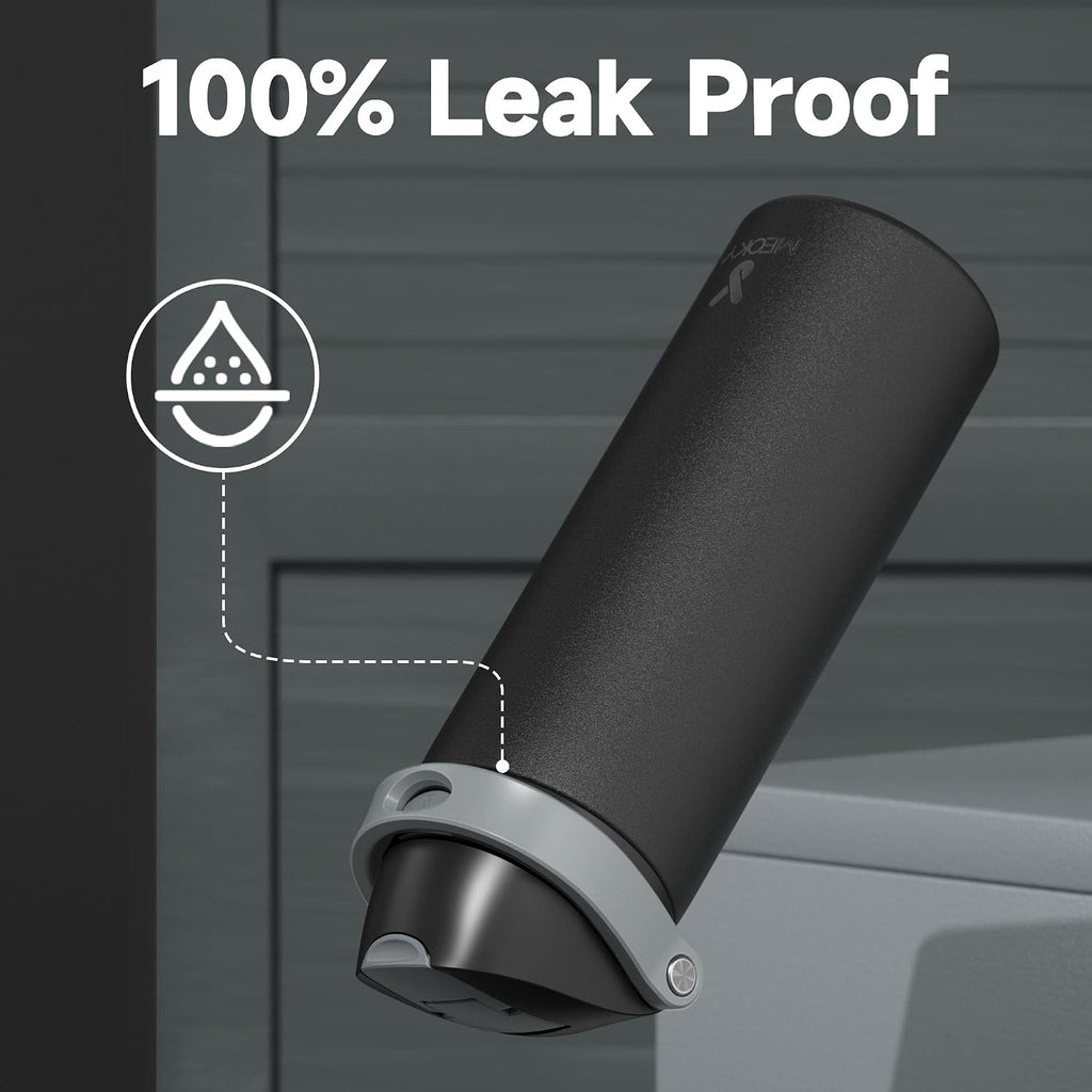 24 oz Insulated Water Bottle for Sports: Meoky Stainless Steel Water Bottle with 2-in-1 Straw and Spout Lid - Leak