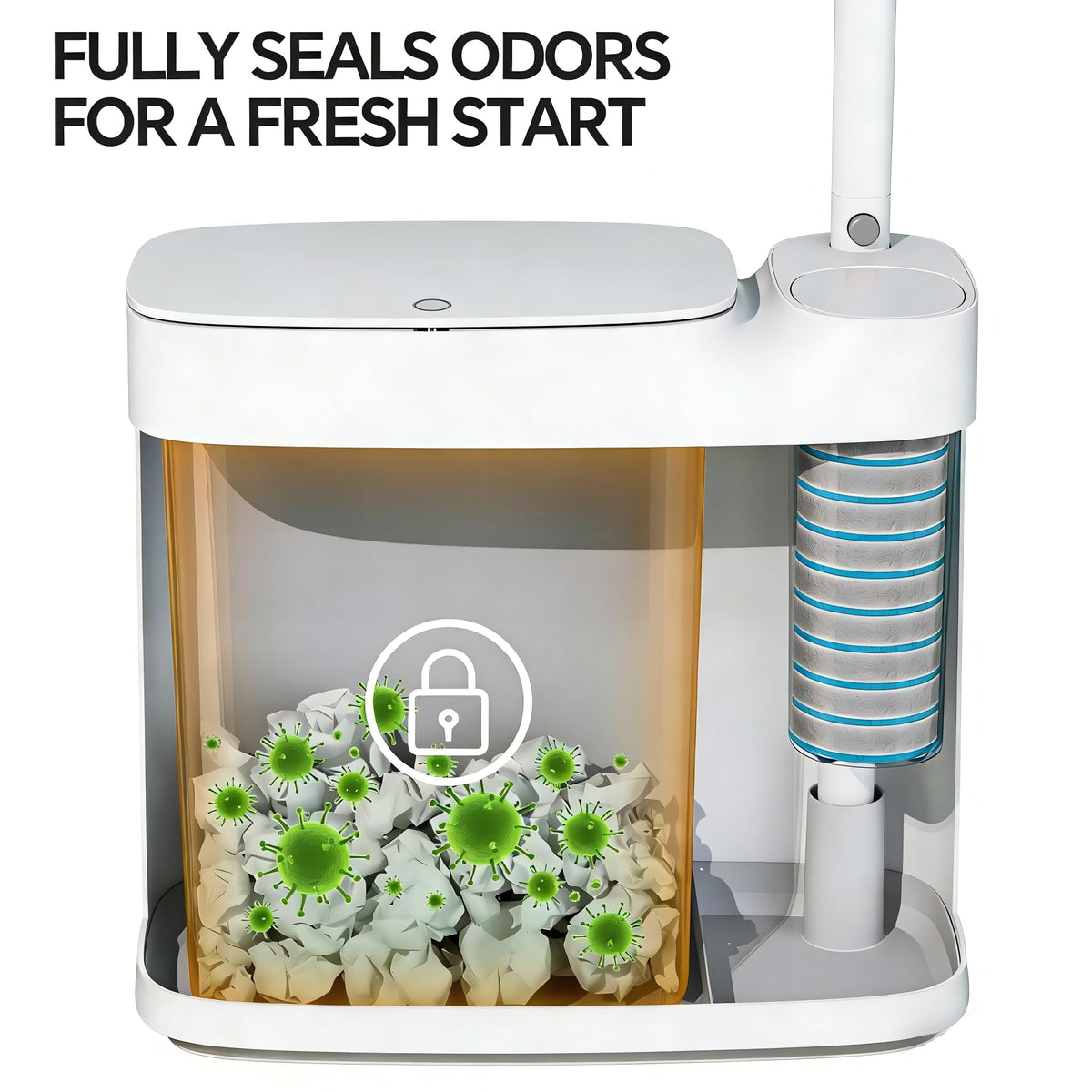 Small Bathroom Trash Can with Toilet Brush Set,36 Disposable Refills