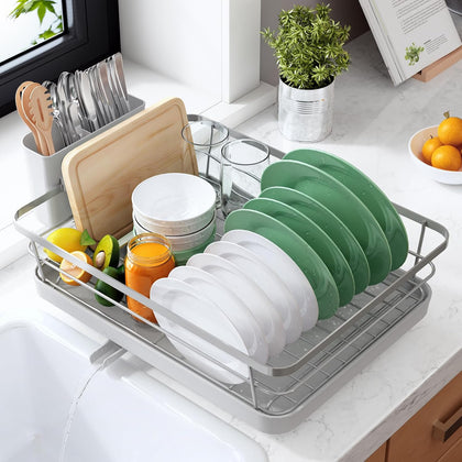 Dish Drying Rack for Kitchen Counter, 12''W x 15.5''L, Silver