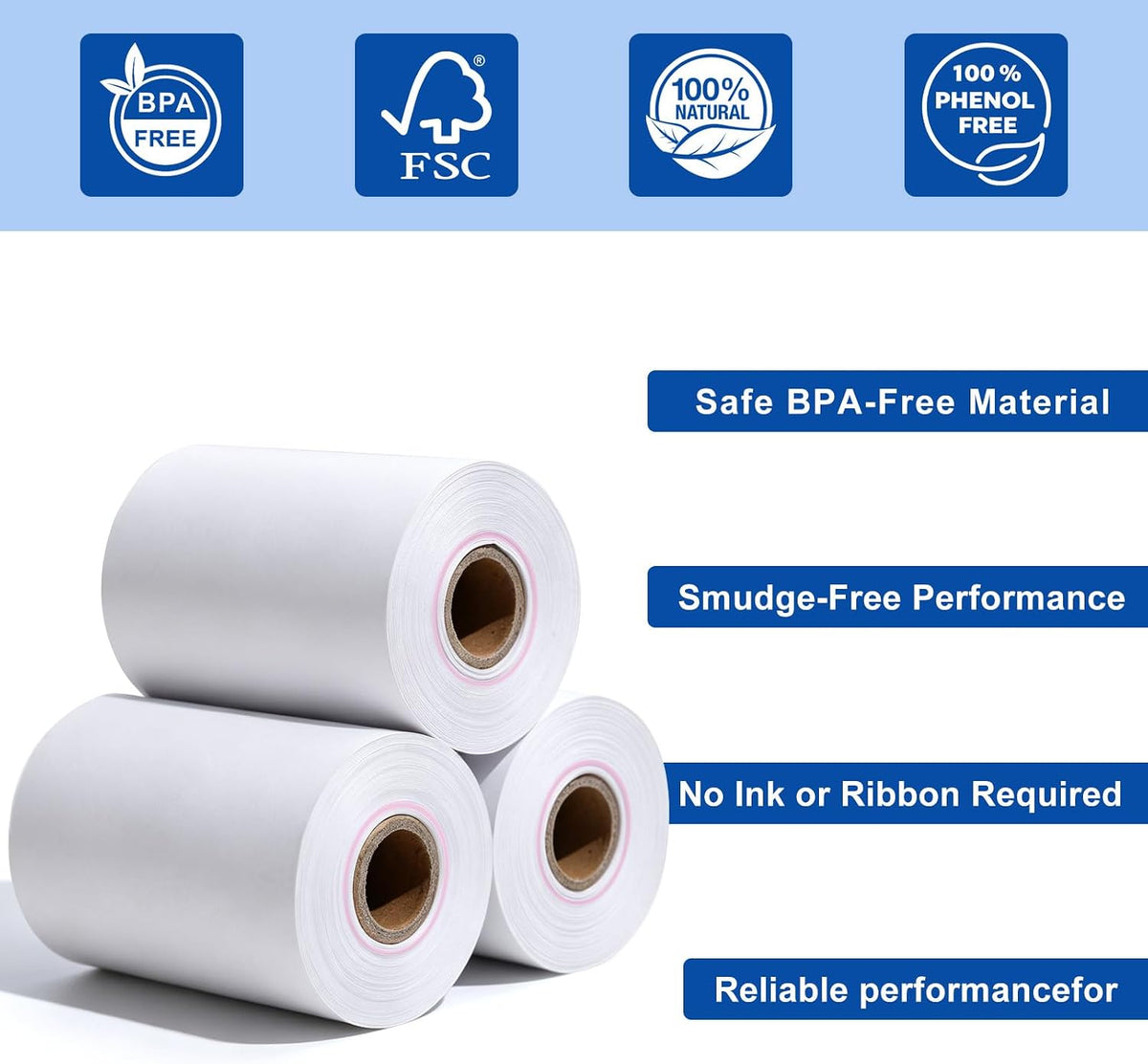 Thermal Paper 2 1/4" x 55' 55GSM BPA-Free 10 Rolls Square Clover