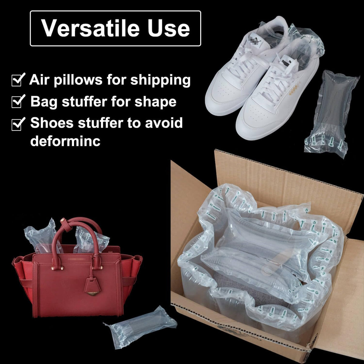 Air Pillows for Shipping with pump 200 Count Inflatable Packaging Air Bags