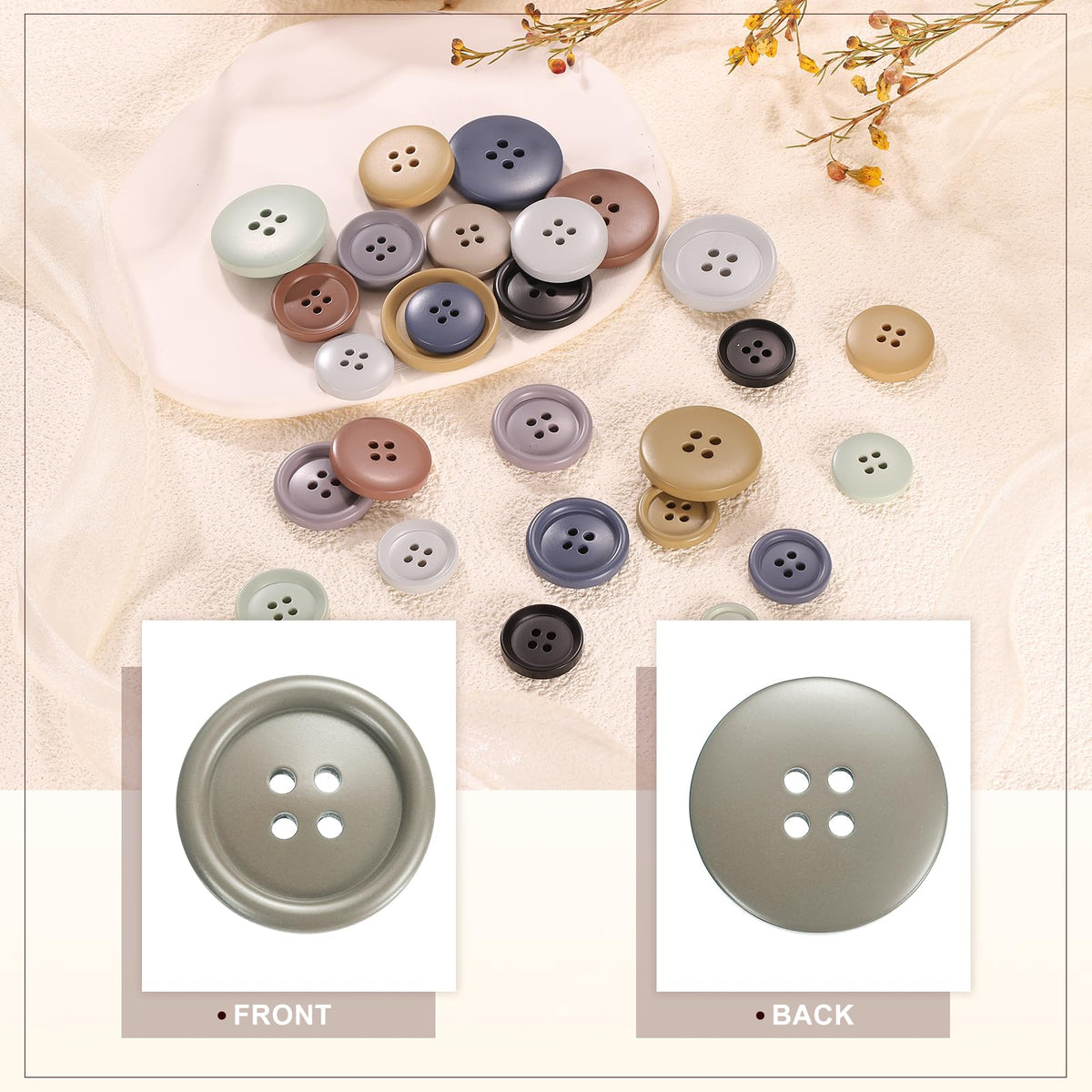 10pcs Round Sewing Buttons 30mm (1-1/4") 4 Hole Craft Button
