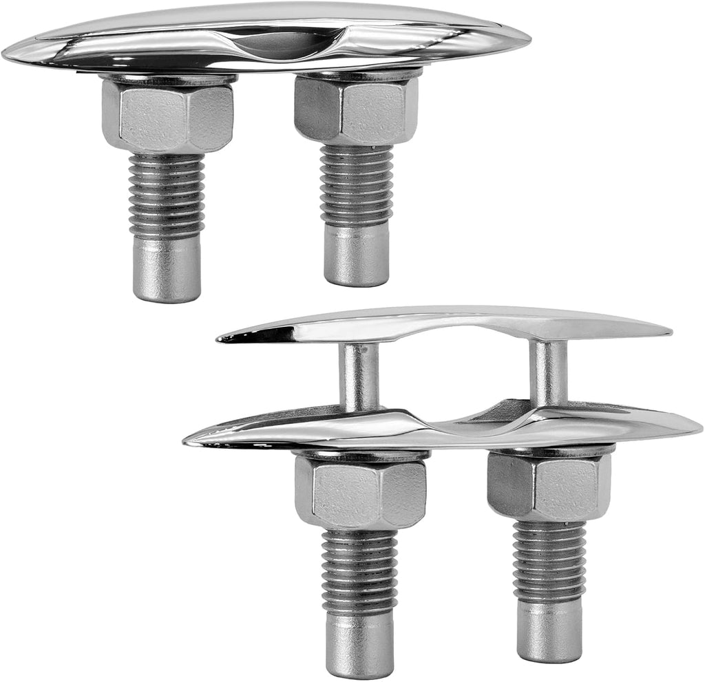 Pull Up Boat Cleats 5" 6 Inch, 316 Stainless Steel Retractable Flush Mount Cleat, Pop Up Hidden Deck Cleat for Marine Boat Dock Yacht (1 Pack / 2 Pack)