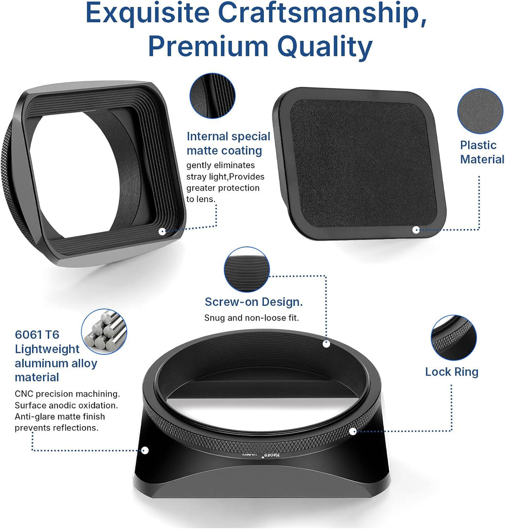 67mm Square Metal Screw-in Mount Lens Hood Shade with Cap for 67mm Canon Nikon Sony Leica Leitz Carl Zeiss