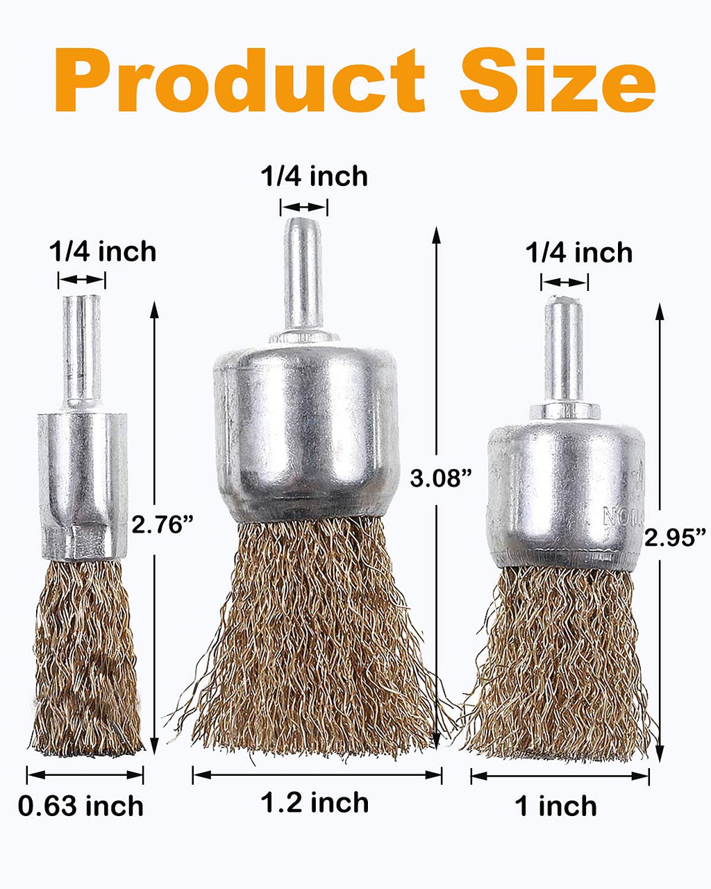 Rocaris 15 Pack 3 Sizes Brass Coated Wire Brush Wheel & Cup Brush Set