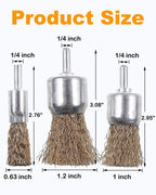 Rocaris 15 Pack 3 Sizes Brass Coated Wire Brush Wheel & Cup Brush Set