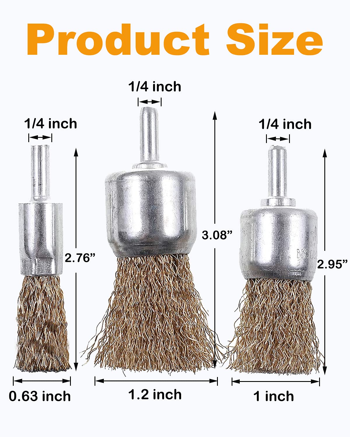 Rocaris 15 Pack 3 Sizes Brass Coated Wire Brush Wheel & Cup Brush Set