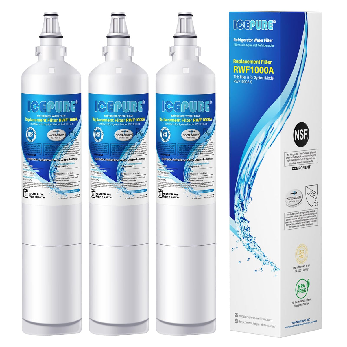 5231JA2006A Water Filter Replacement for LG LT600P, 3 PACK