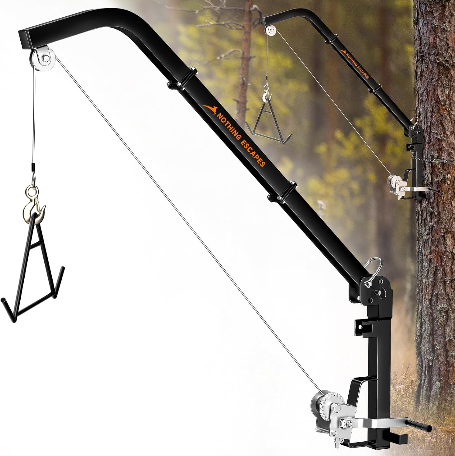 Tree Mounted Deer Hoist with Gambrel, 400 lb Capacity Deer Hanger