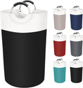 90L Laundry Basket, Freestanding Collapsible Hamper, Black | Collapsible Dirty Clothes Hamper, Foldable Laundry Bag