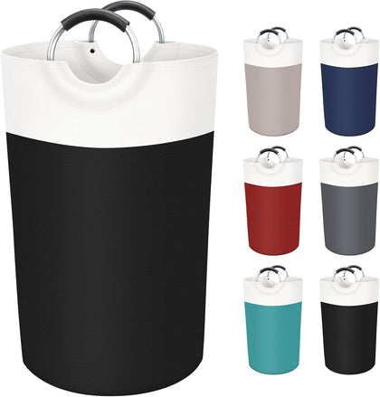90L Laundry Basket, Freestanding Collapsible Hamper, Black | Collapsible Dirty Clothes Hamper, Foldable Laundry Bag