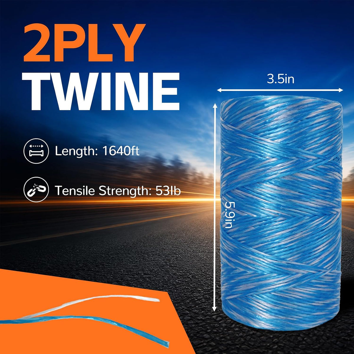 Polypropylene Tying Twine 1600 ft, 2ply Baling Twine Garden Twine