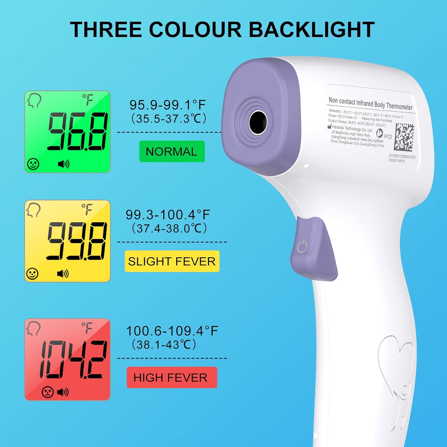 Digital Thermometer for Adults and Kids, No Touch Forehead Thermometer for Baby, 2 in 1 Body Surface Mode Infrared