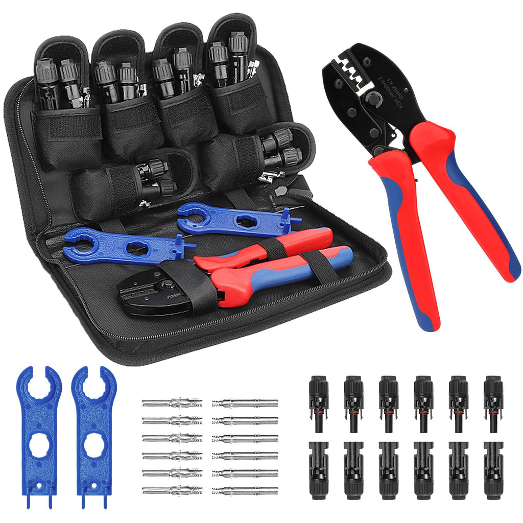 BougeRV Solar Crimper Tool Kit - Crimper, 6 Pairs Connectors, 2 Spanners