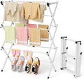 Space Saving Foldable Clothes Drying Rack, Extendable Rustproof Laundry Rack for Indoor Outdoor Use, No Assembly