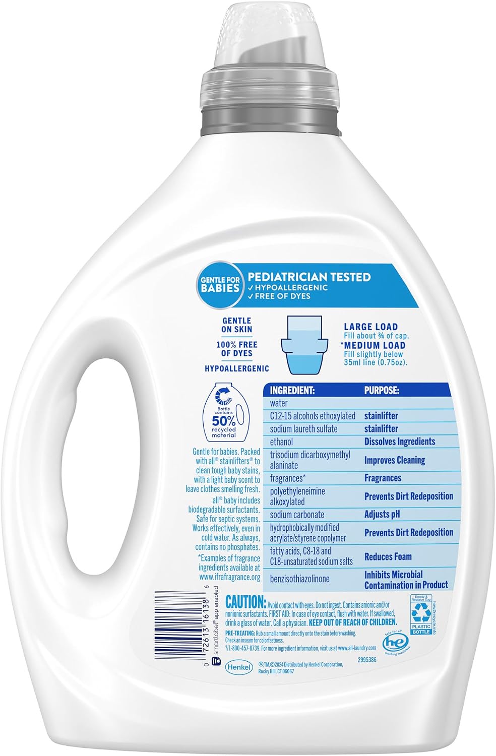Liquid Laundry Detergent, Baby Powder Scent, 75 fl oz, 100 Loads