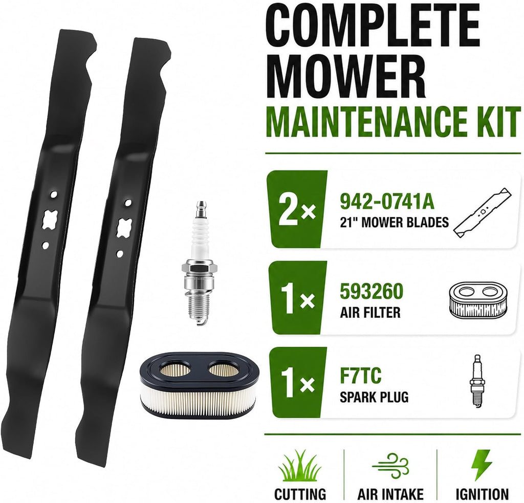 GDDGHS 942-0741A 21 inch Mower Blades Kit for Troy-Bilt, Craftsman