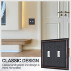 Oil Rubbed Bronze Metal Double Toggle Light Switch Covers Plate,3 Pack