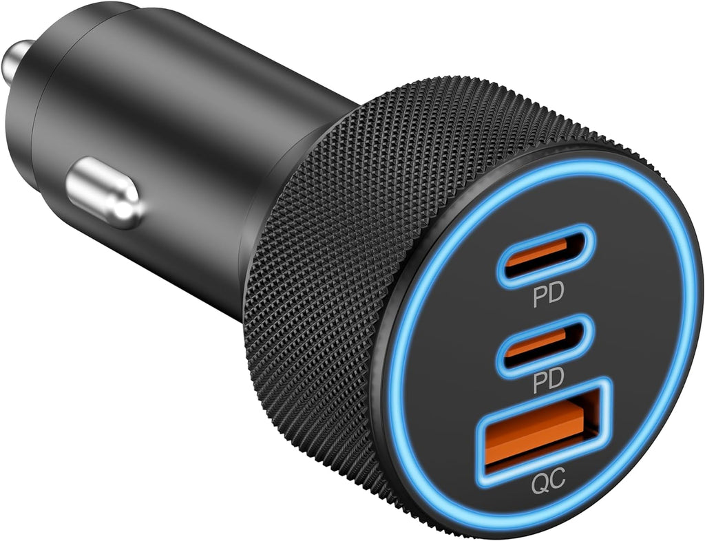 Car Charger USB C, 3-Port 67W Dual USB-C & USB-A Car Phone Charger Accessories Power Adapter Fast Charging Cigarette