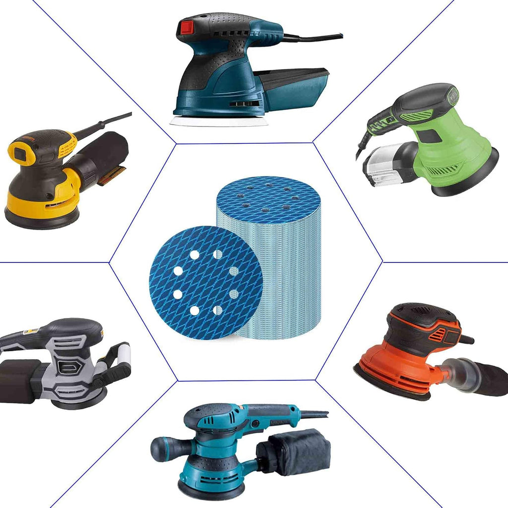 Orbital Sander Sandpaper 5 Inch 8 Hole Sanding Disc Hook and Loop Pads Sand Paper 120 Grit for Wood Metal 70 PCS Blue