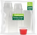 Plastic Portion Cups with Lids [1 Ounce, 200 Sets] Disposable Plastic Cups for Meal Prep, Salad Dressing, Jellos Shot