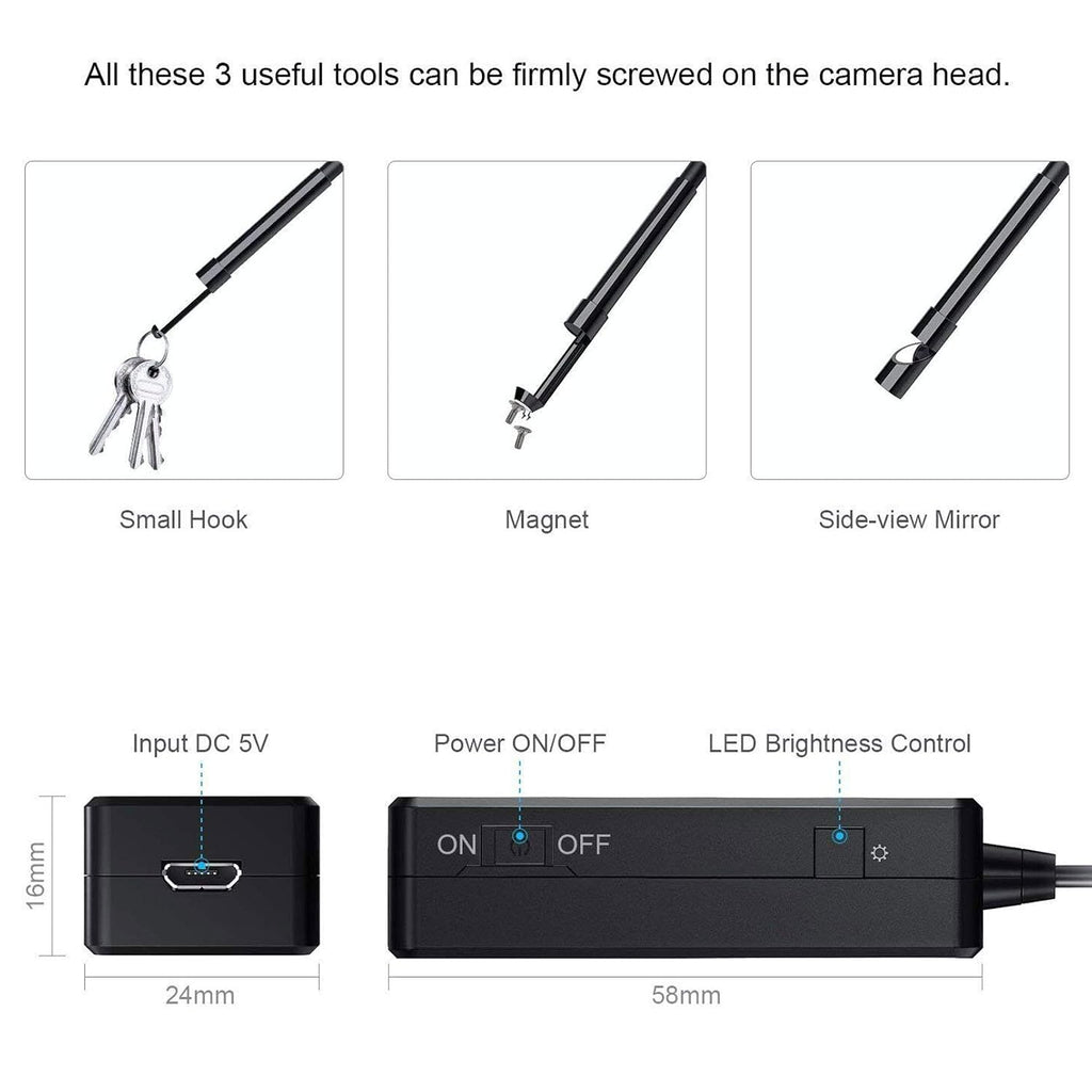 5.5mm Endoscope,1080P HD Borescope Inspection Camera with Light