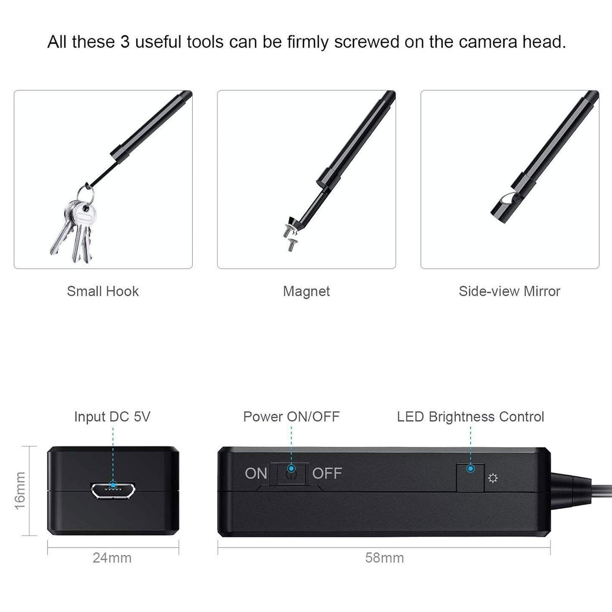 5.5mm Endoscope,1080P HD Borescope Inspection Camera with Light