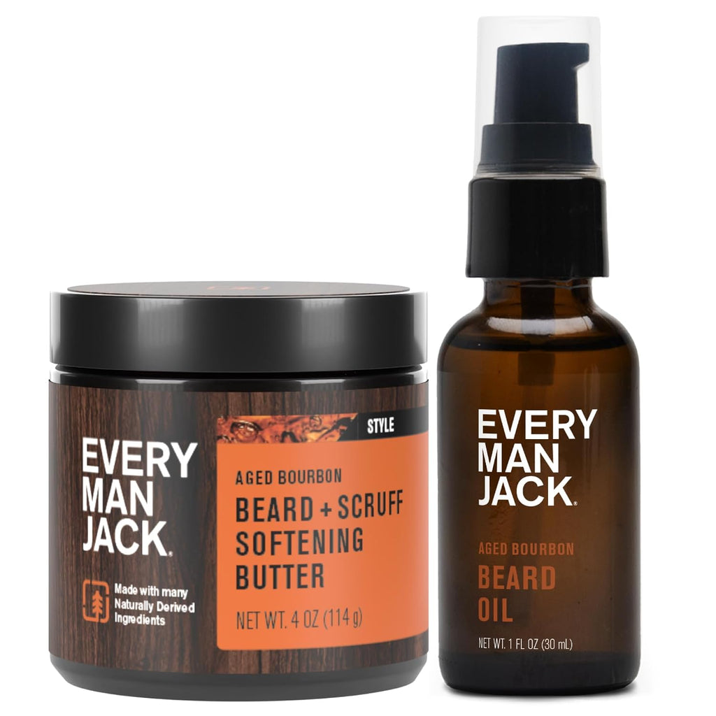 Hydrating Beard Oil & Butter for Men, Aged Bourbon | Condition, Soften & Style Dry Beard & Scruff, Naturally Derived