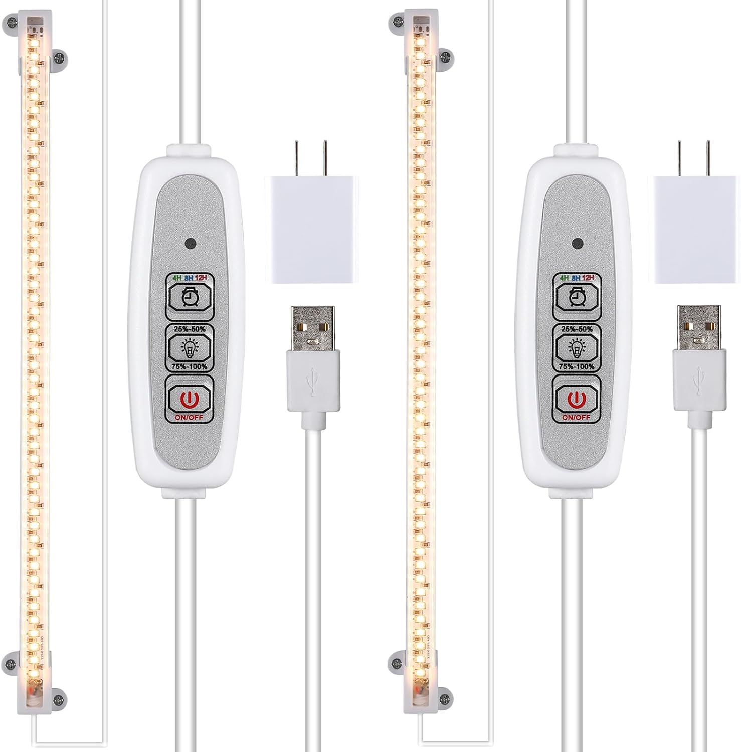 One Strip Growing Lamp 2-Pack, Full Spectrum LED Grow Light Strips for Indoor Plants with Auto ON/Off Timer & 4
