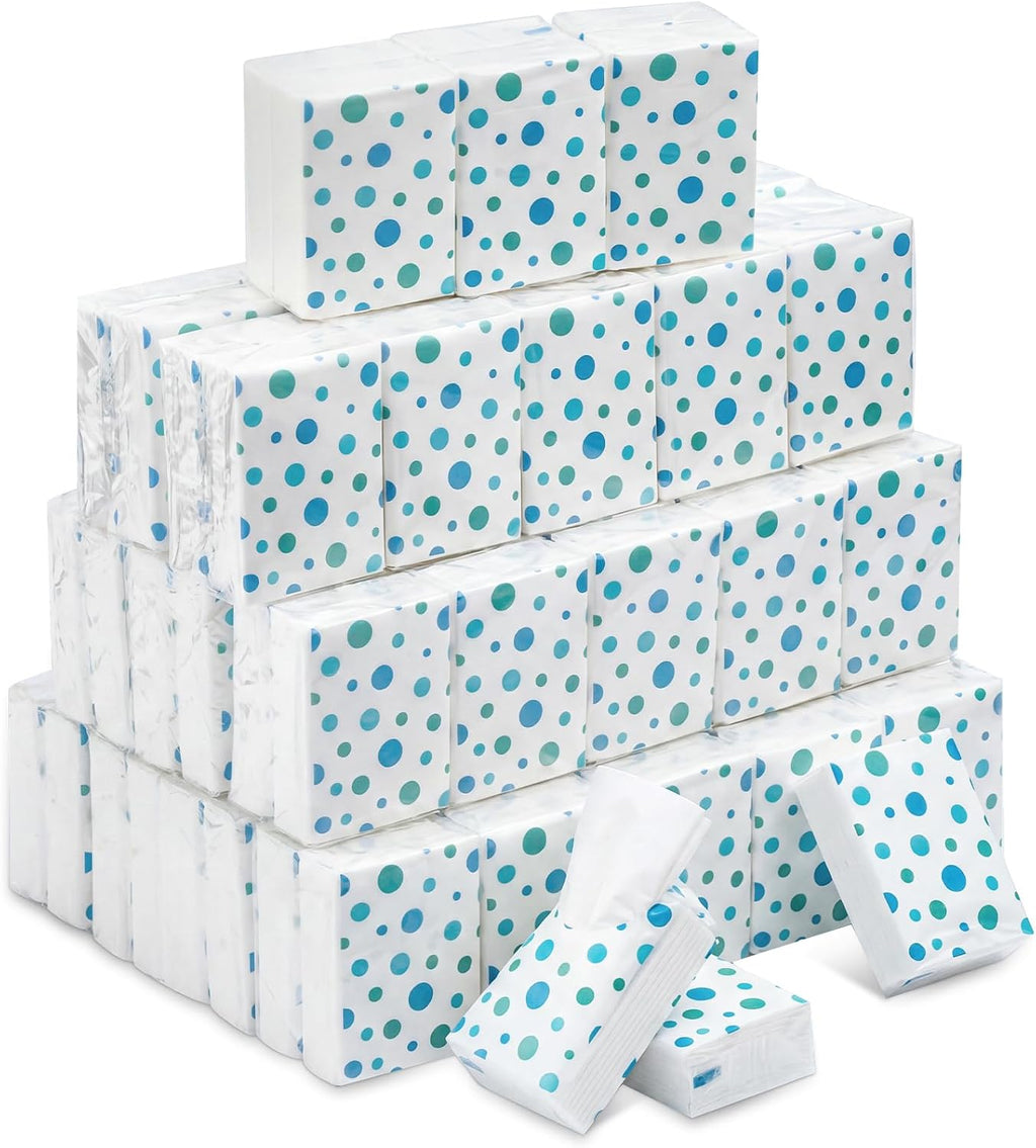 100 Pack Pocket Tissues, 3 Ply Polka Dot Travel Tissues