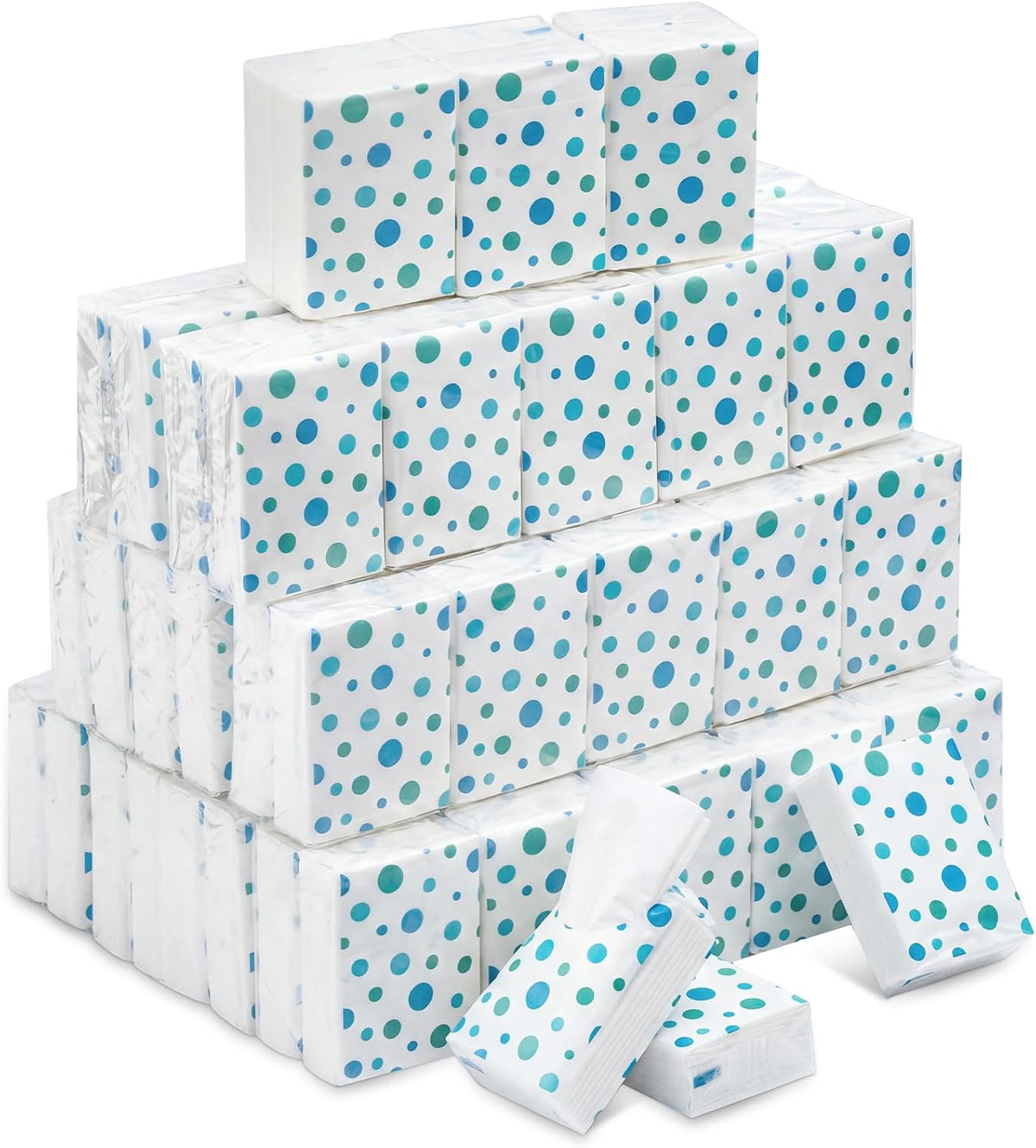100 Pack Pocket Tissues, 3 Ply Polka Dot Travel Tissues