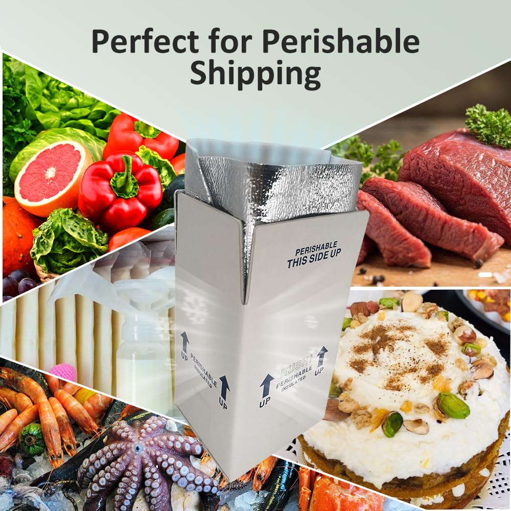 8 Pack 7x6x10'' Small Insulated Shipping Boxes with Bag Liners