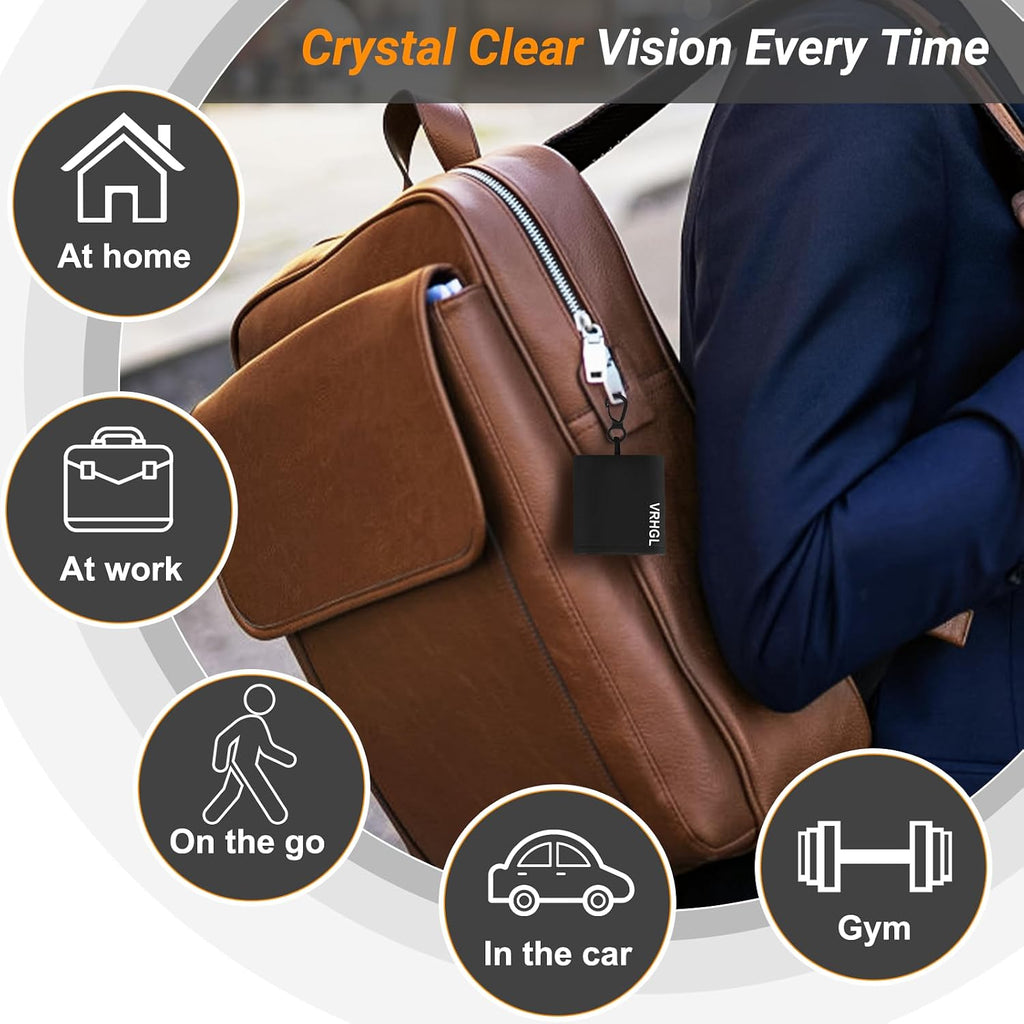 2 Sided Portable Glasses Cleaner Cloth Keychain,Reusable Glasses Cleaning Kit Travel,Microfiber Eye Glasses Lens