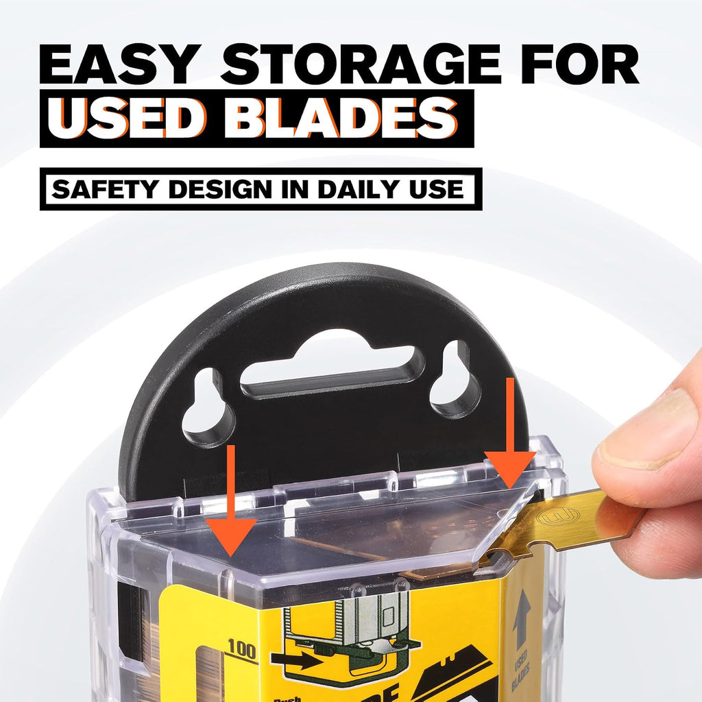 Utility Knife Blades, Titanium SK-2 Steel, w/Dispenser, 100-Pack