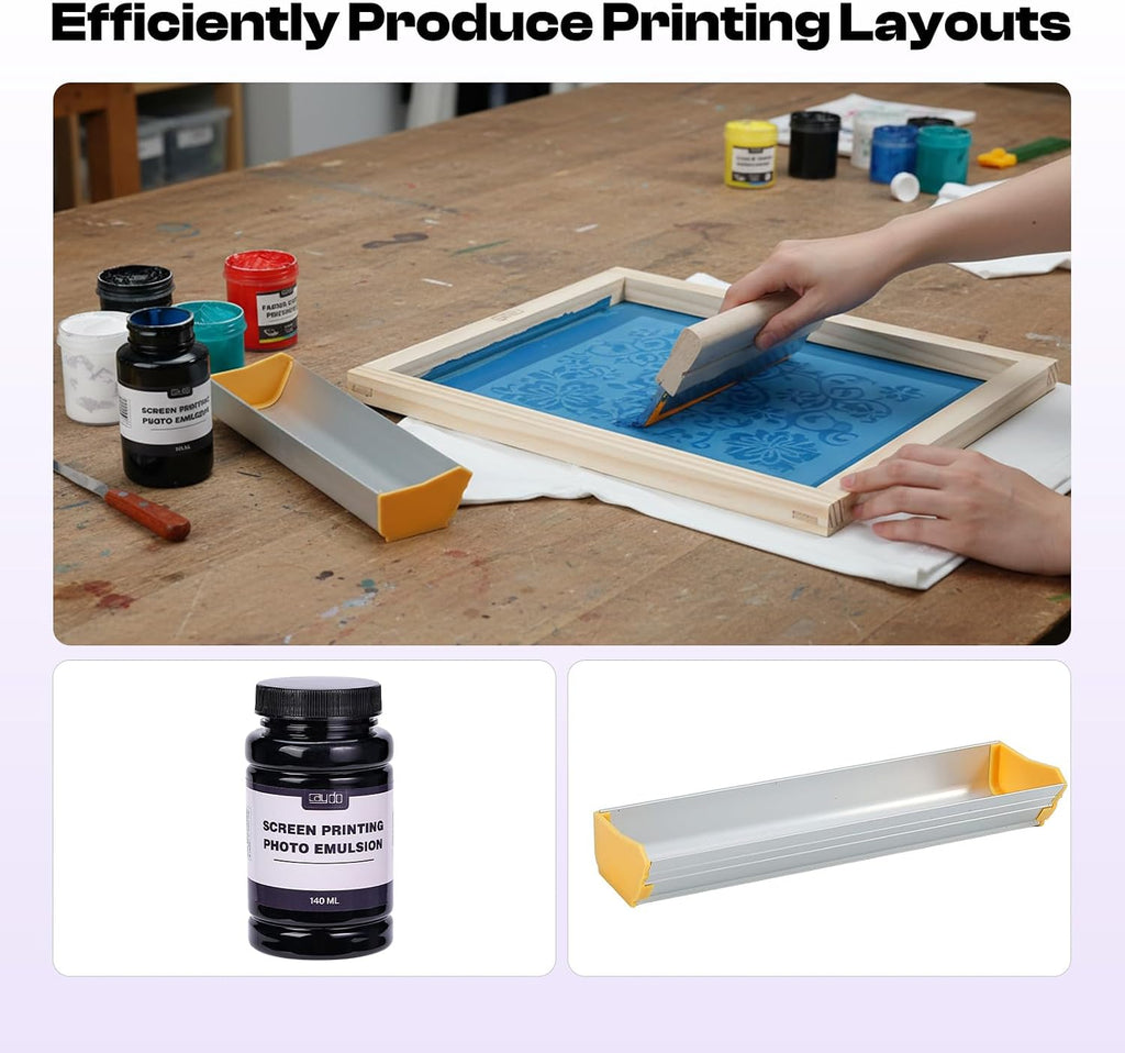 54 PCS All-In-One Screen Printing Kit with 100W LED UV Exposure Light, 3 Sizes Wood Screen Printing Frames, 6 Colors