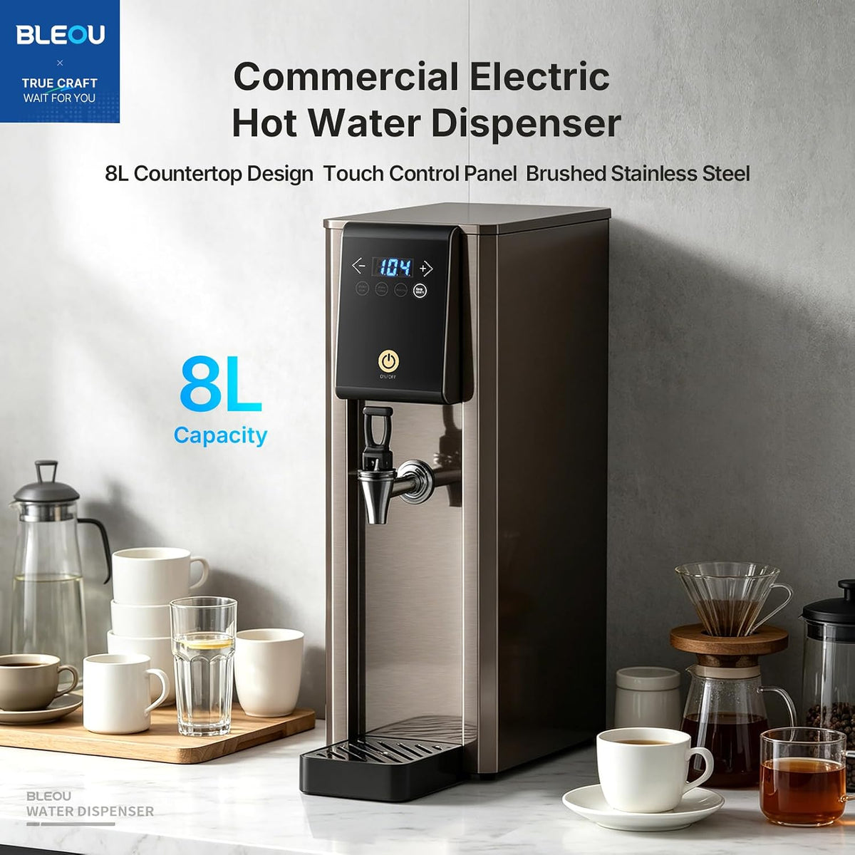 1800W Commercial Countertop Hot Water Dispenser, 20L/H Rapid Heating