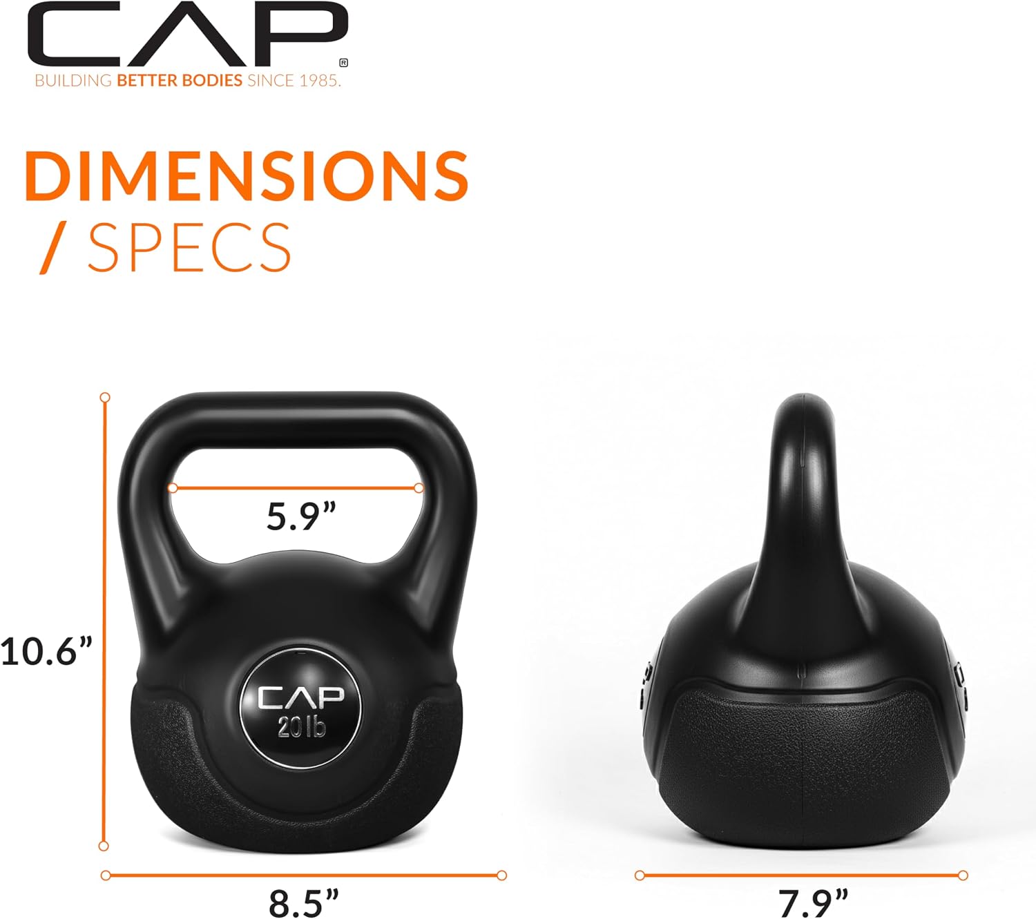 Barbell 45 LB Cement Kettlebell Set – 10 lb, 15 lb & 20 lb Vinyl-Coated Kettlebells for Strength Training, Cardio