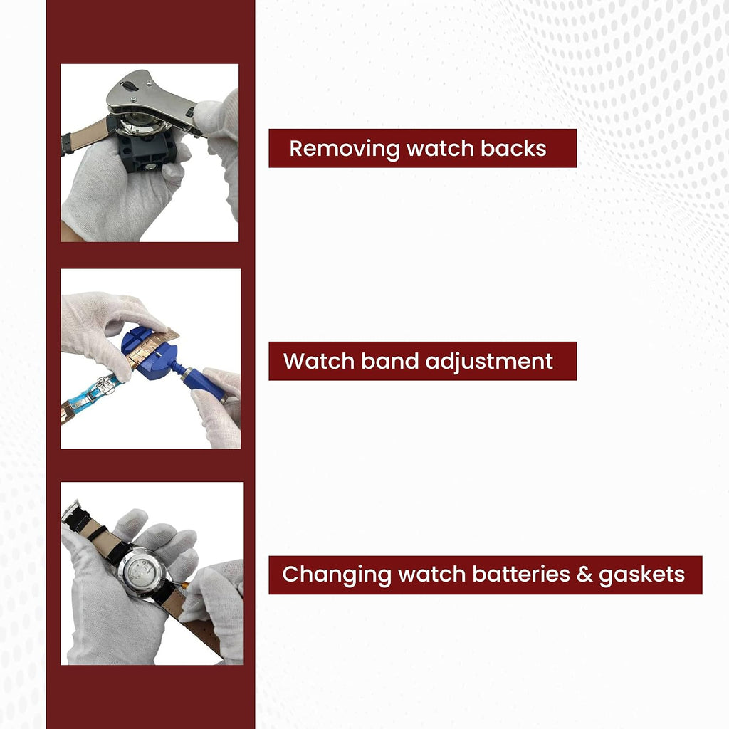 Watch Repair Kit (147 Pieces) - Professional Service Set with Carry Case & User Manual - Battery, Band, Strap, Link