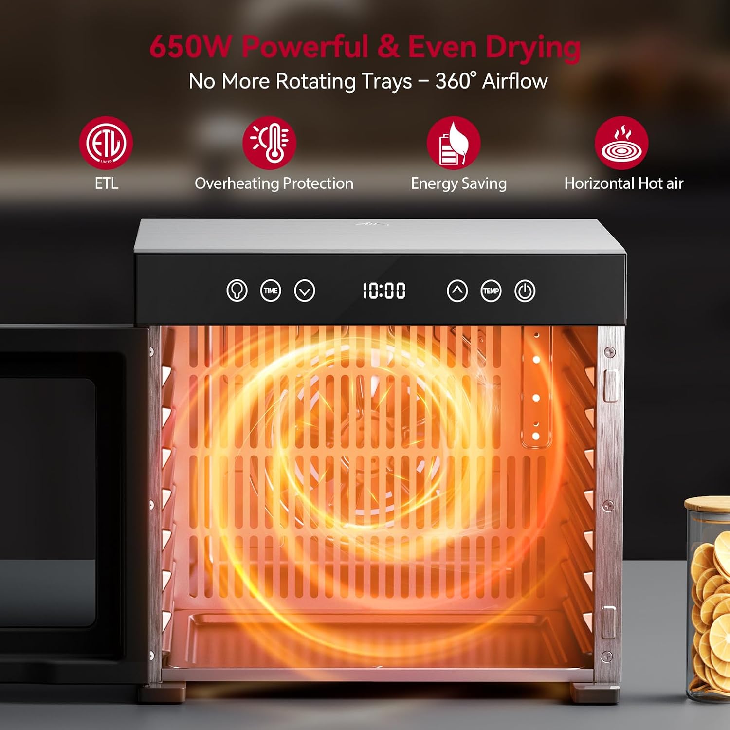 Food Dehydrator Machine, Powerful Food Dryer with 8 Stainless Steel Trays, Adjustable Temperature up to 167°F &